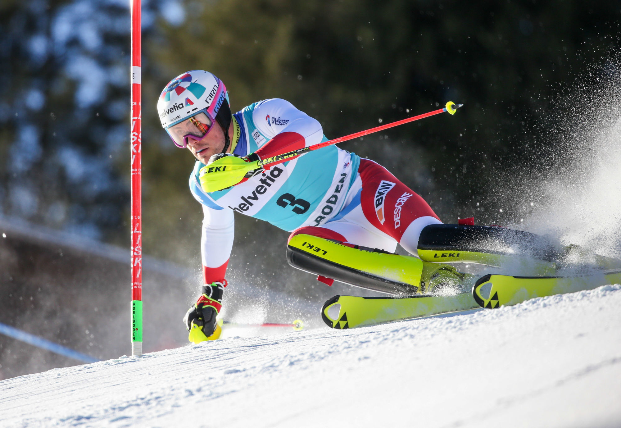 ADELBODEN,SWITZERLAND,12.JAN.20 - ALPINE SKIING - FIS World Cup, slalom, men. Image shows Daniel Yule (SUI). Photo: GEPA pictures/ Mario Kneisl 

Photo by Icon Sport - Adelboden (Suisse)