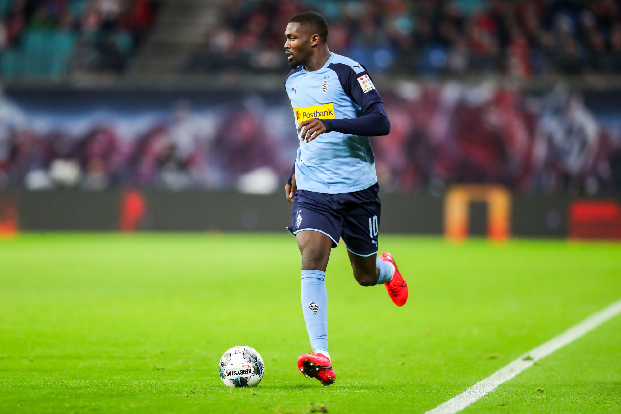 01 February 2020, Saxony, Leipzig: Football: Bundesliga, 20th matchday, RB Leipzig - Borussia Mˆnchengladbach in the Red Bull Arena Leipzig. Gladbach's player Marcus Thuram on the ball. Photo: Jan Woitas/dpa-Zentralbild/dpa - IMPORTANT NOTE: In accordance with the regulations of the DFL Deutsche Fu?ball Liga and the DFB Deutscher Fu?ball-Bund, it is prohibited to exploit or have exploited in the stadium and/or from the game taken photographs in the form of sequence images and/or video-like photo series. 

Photo by Icon Sport - Marcus THURAM - Red Bull Arena - Leipzig (Allemagne)