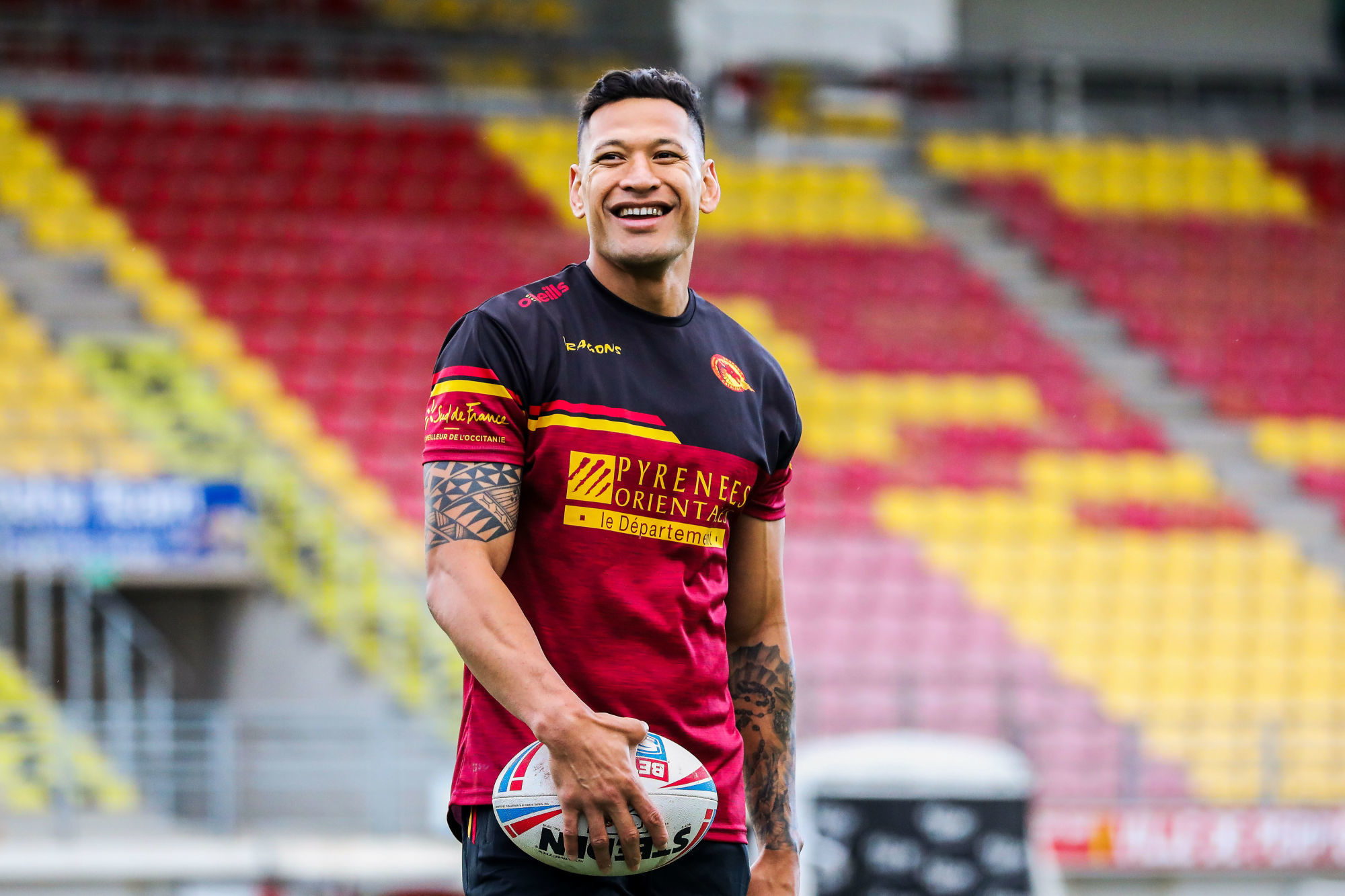 Israel Folau. Picture by Laurent Selles/Catalans Dragons/ Icon Sport