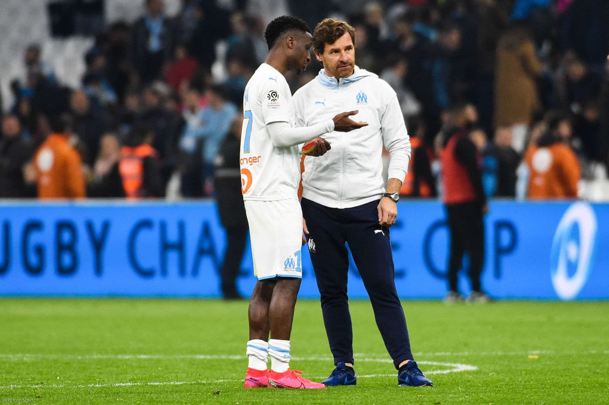 Photo by Alexandre Dimou/Icon Sport - Andre VILLAS BOAS - Bouna SARR - Orange Vélodrome - Marseille (France)