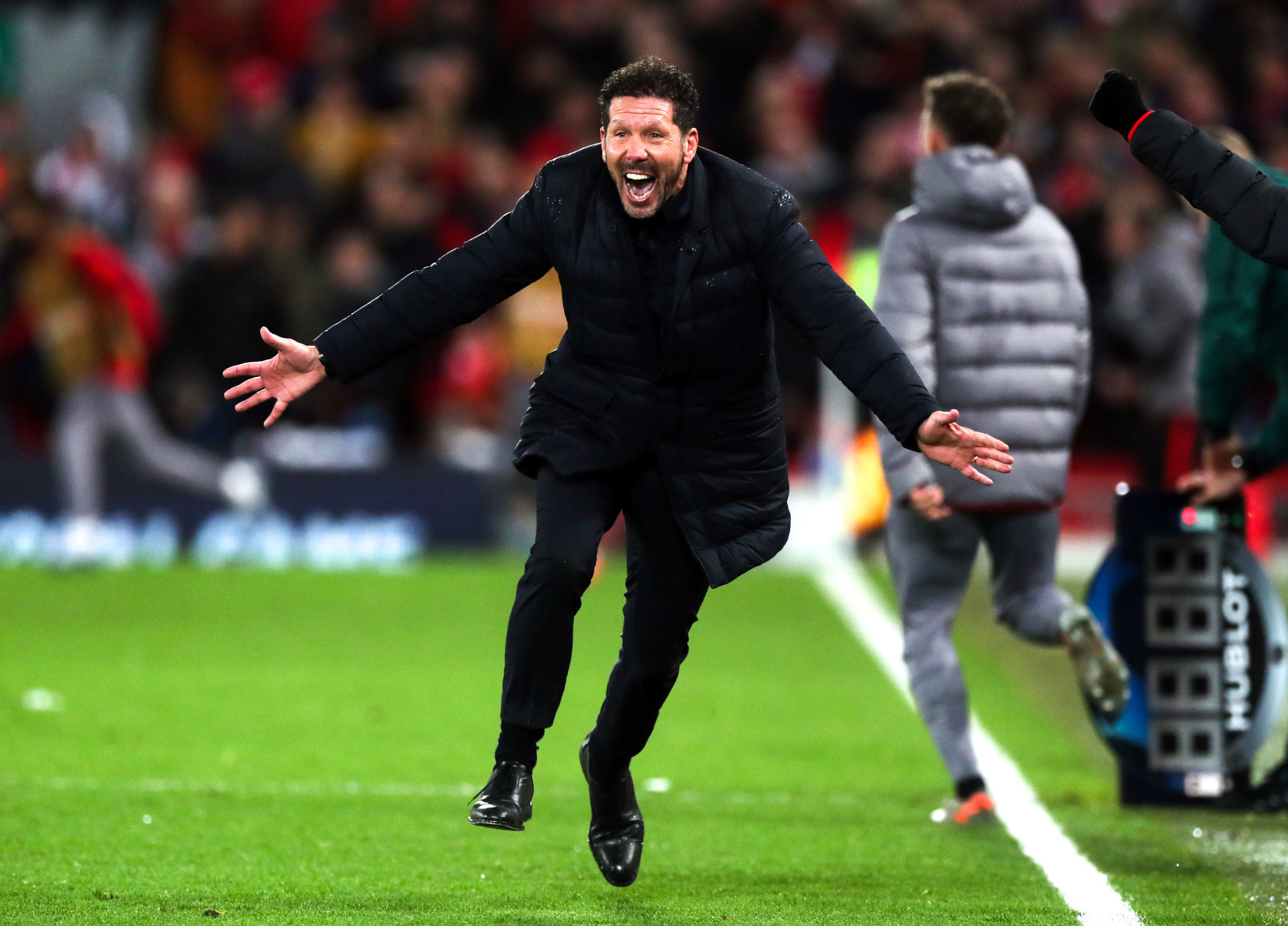 Atletico Madrid manager Diego Simeone celebrates after Marcos Llorente (not pictured) scores his side's second goal of the game during the UEFA Champions League round of 16 second leg match at Anfield, Liverpool. 
Photo by Icon Sport - Diego SIMEONE - Anfield Road - Liverpool (Angleterre)