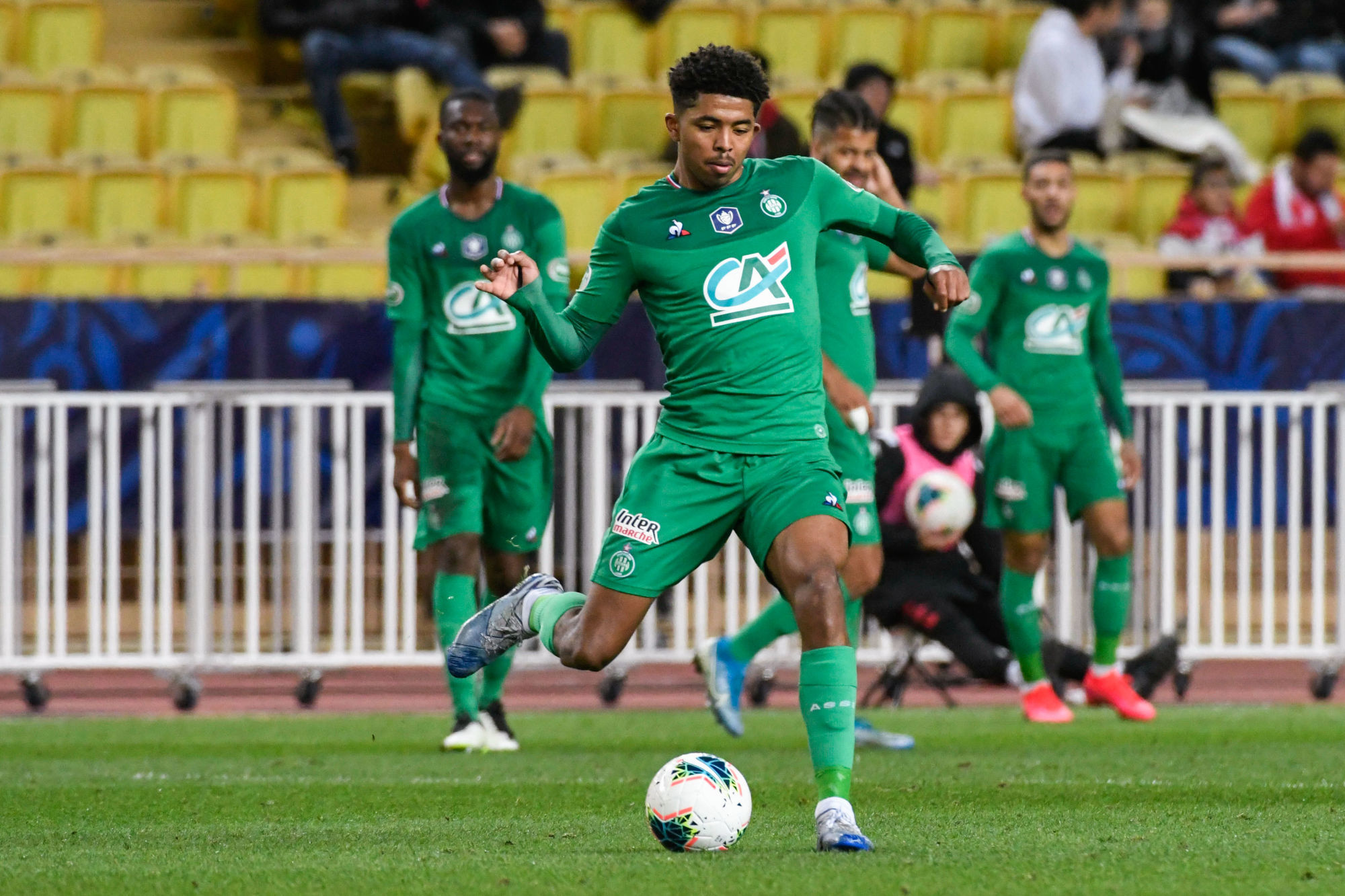 Wesley FOFANA of Saint Etienne during the French Cup soccer match between Monaco and Saint-Etienne at Stade Louis II on January 28, 2020 in Monaco, Monaco. (Photo by Pascal Della Zuana/Icon Sport) - Wesley FOFANA - Stade Louis-II - Monaco (France)