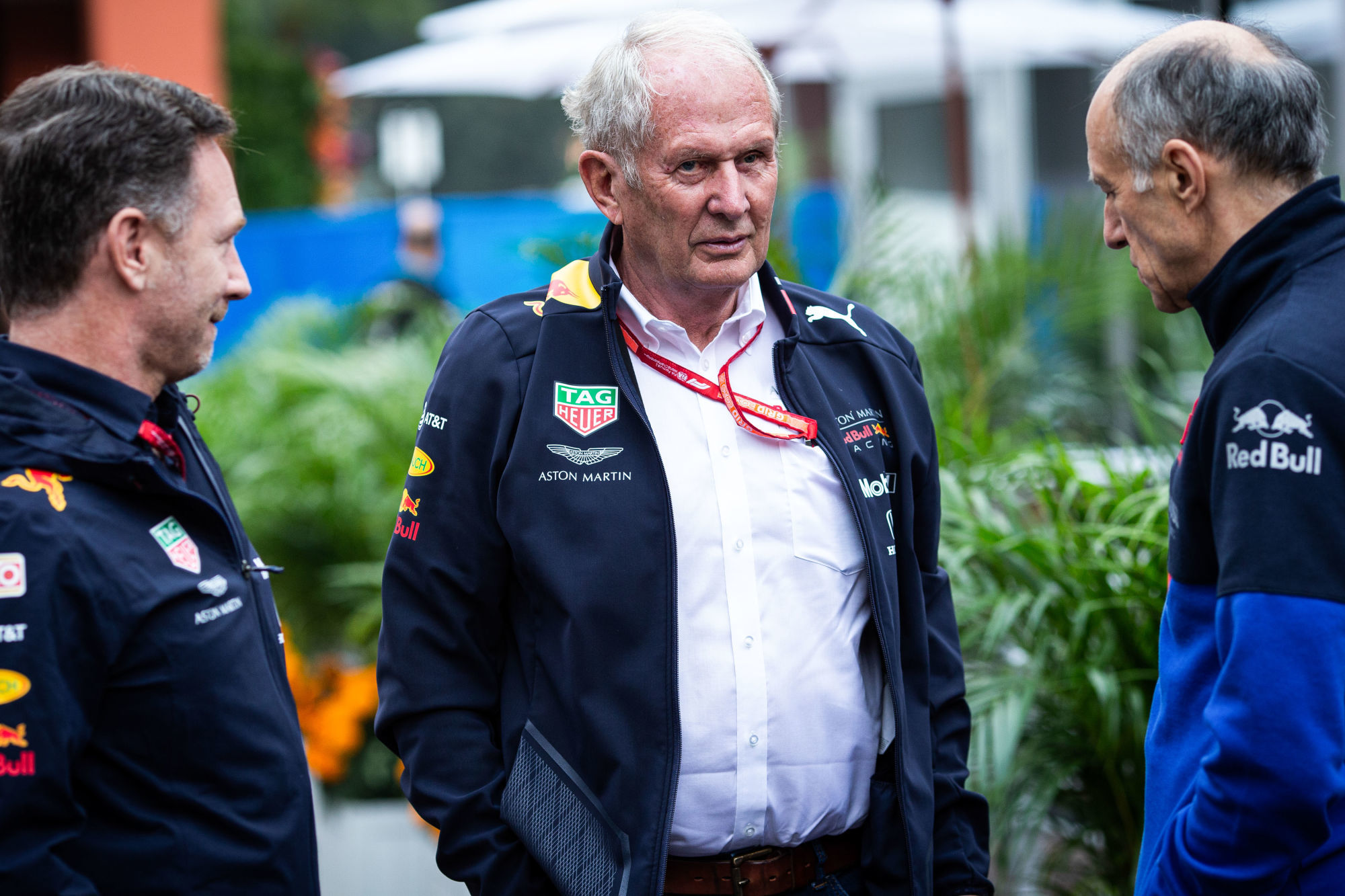 (L to R): Christian Horner (GBR) Red Bull Racing Team Principal with Dr Helmut Marko (AUT) Red Bull Motorsport Consultant and Franz Tost (AUT) Scuderia Toro Rosso Team Principal.
Mexican Grand Prix, Friday 25th October 2019. Mexico City, Mexico. 


Photo by Icon Sport - Helmut MARKO - Christian HORNER - Franz TOST -  (Mexique)