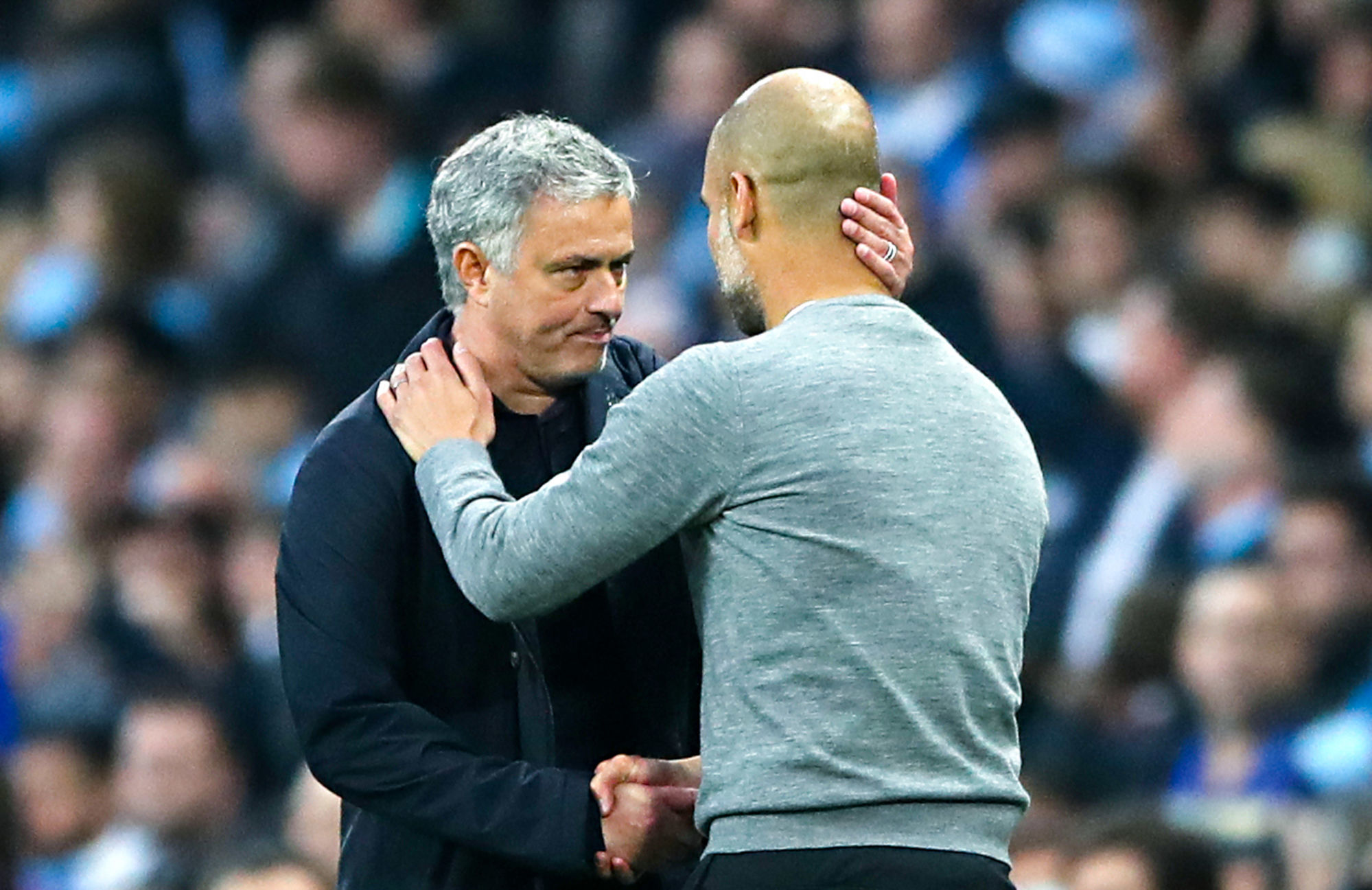 Manchester on April 7th, 2018. Photo : PA Images / Icon Sport - Mourinho and Guardiola