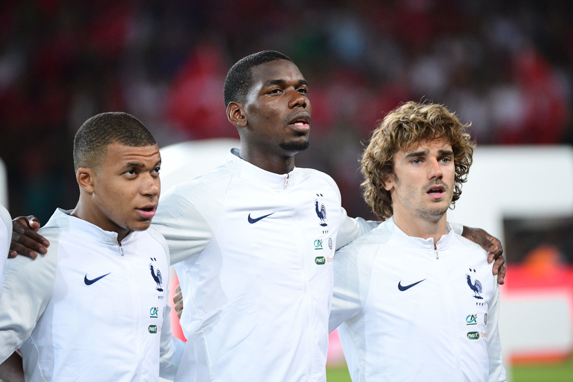 Kylian Mbappé, Paul Pogba, Antoine Griezmann (Photo Dave Winter/Icon Sport)