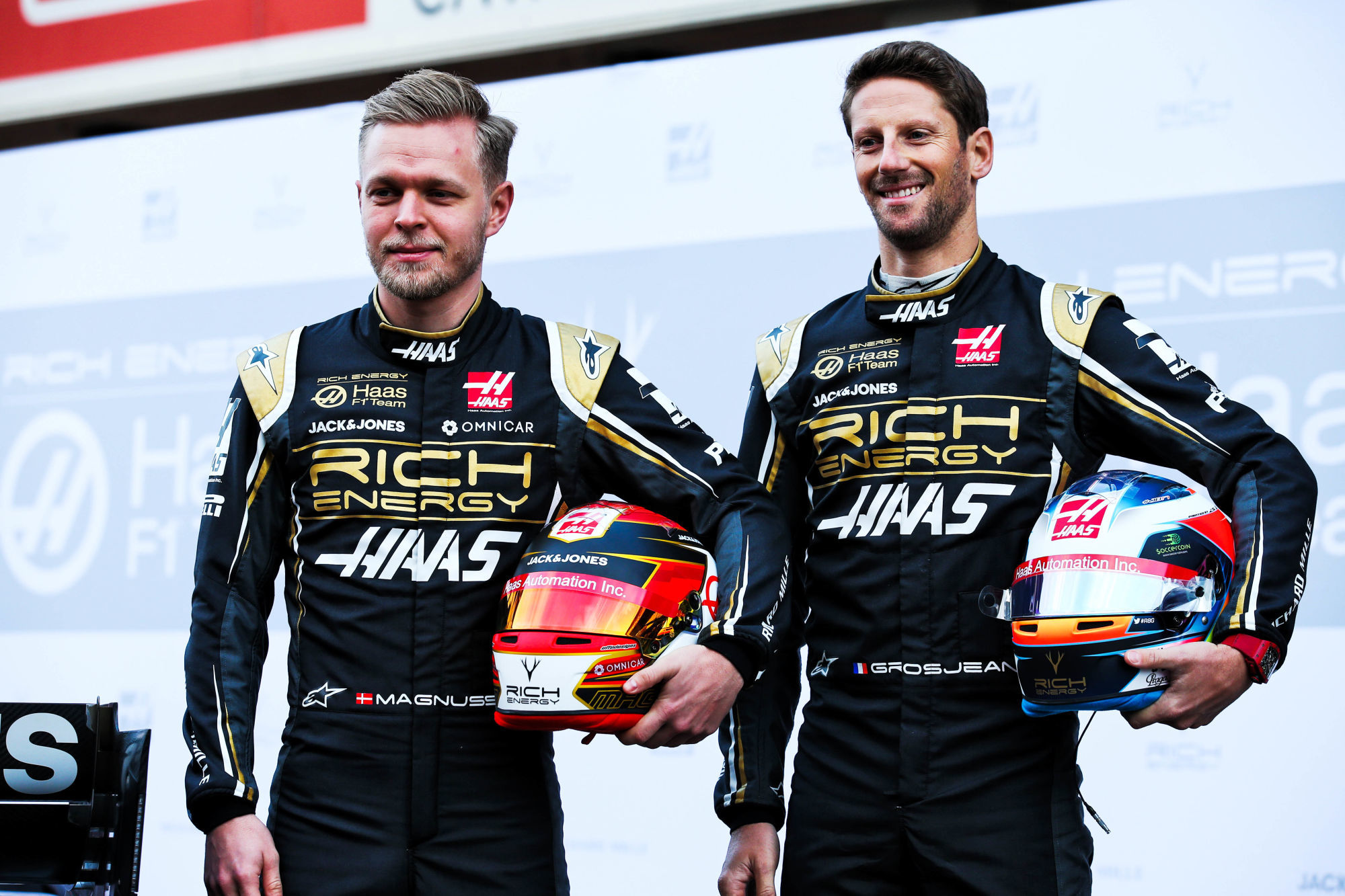 Kevin Magnussen (DEN) Haas F1 Team et Romain Grosjean (FRA) 
Photo : Xpb / Icon Sport