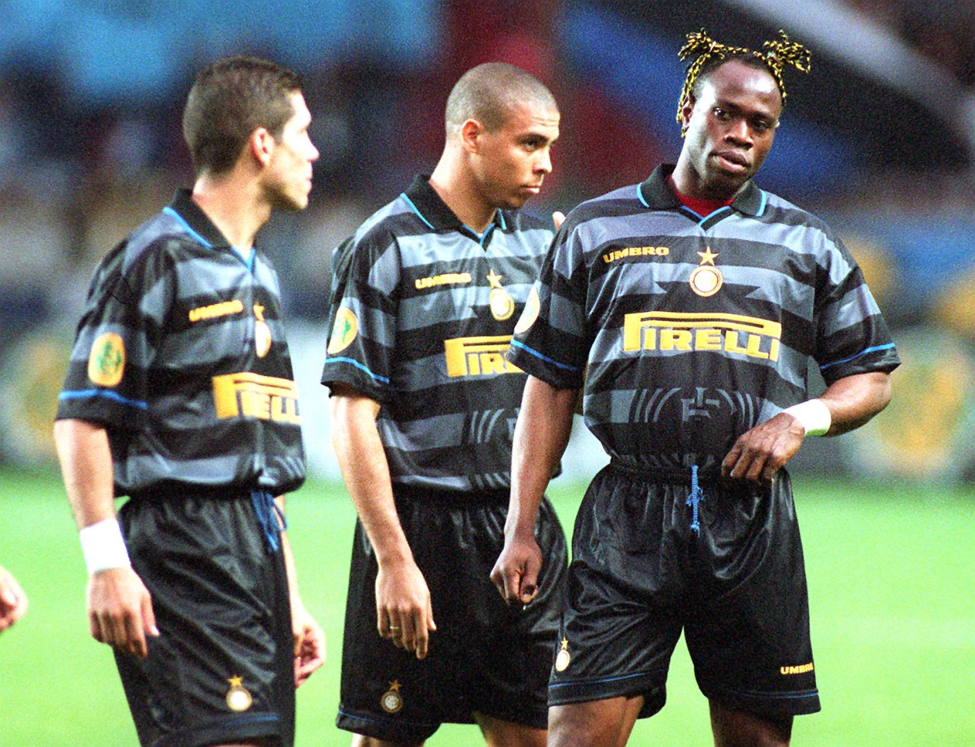 Diego Simeone / Ronaldo / Taribo West - 06.05.1998 - Inter Milan / Lazio Rome - Finale de la coupe de l'UEFA
Photo:  Gepa / Icon Sport
  *** Local Caption ***