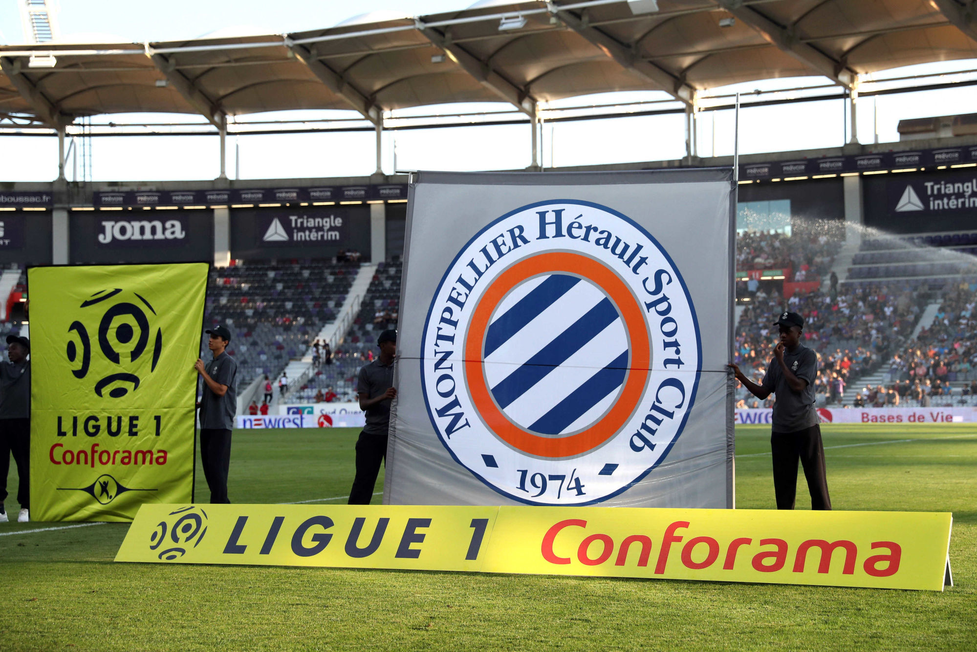 Logo Ligue 1 Conforama during the Ligue 1 match between Toulouse FC and Montpellier Herault SC at Stadium Municipal on August 12, 2017 in Toulouse, . (Photo by Manuel Blondeau/Icon Sport)
