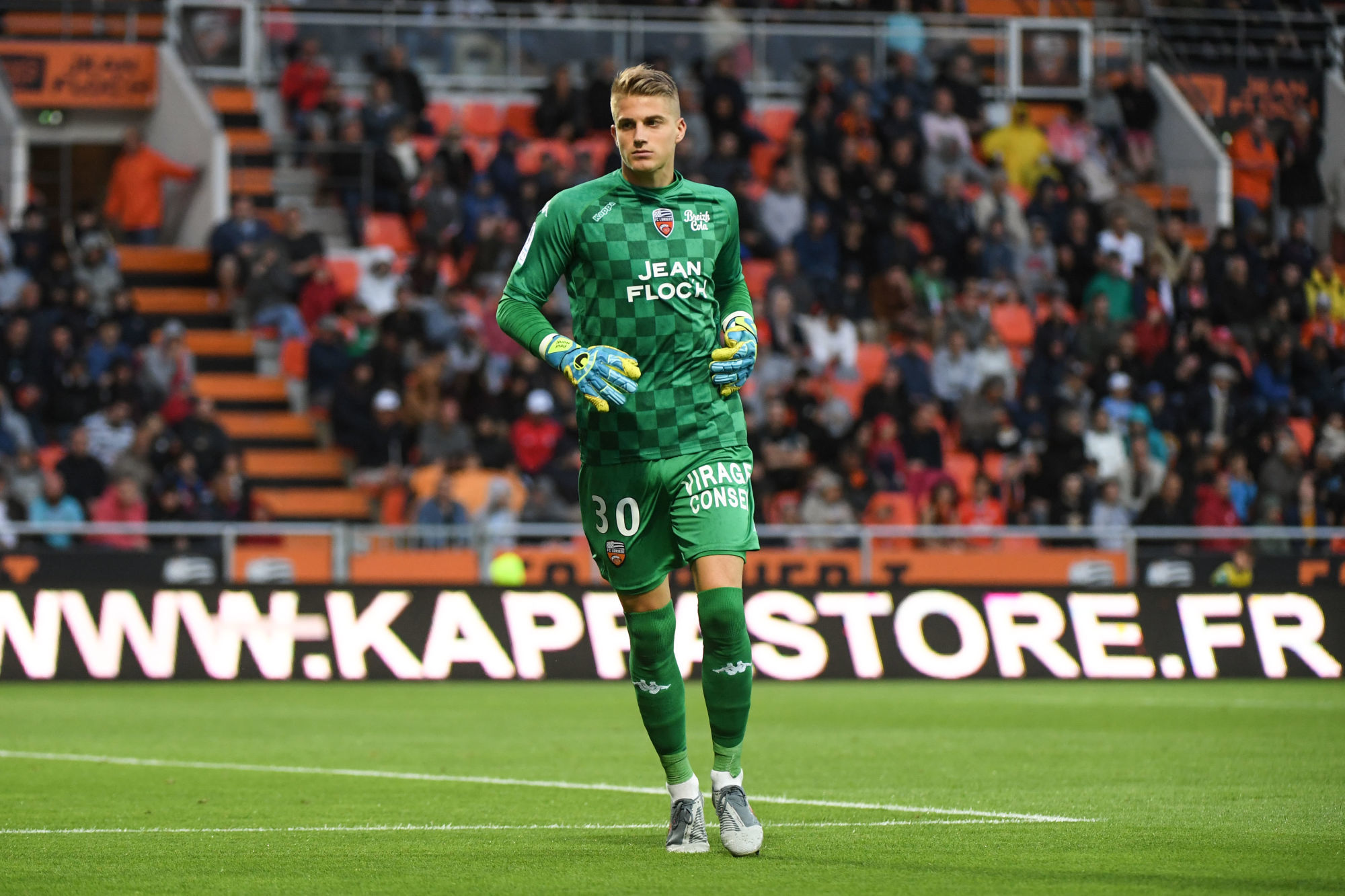 Paul Nardi of Lorient during the Ligue 2 match between Lorient and Paris FC at Stade du Moustoir on July 29, 2019 in Lorient, France. (Photo by Anthony Dibon/Icon Sport)