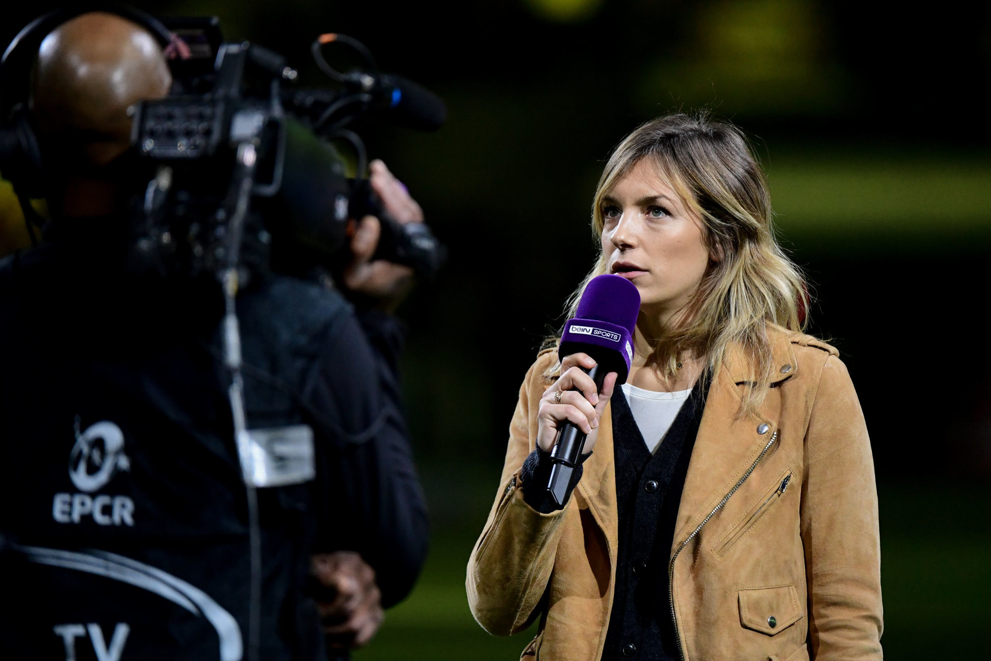French tv journalist Clementine SARLAT during the European Rugby Champions Cup, Pool 4 match between Racing 92 and Ospreys on December 13, 2019 in Nanterre, France. (Photo by Dave Winter/Icon Sport) - Clementine SARLAT - Paris La Defense Arena - Paris (France)