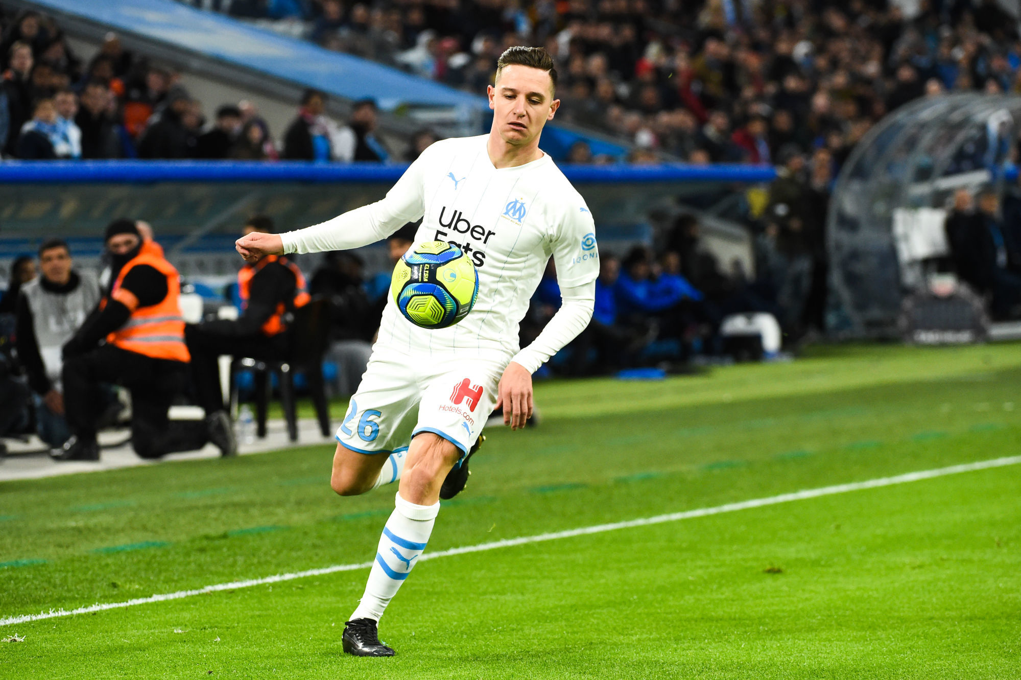 Florian THAUVIN of Marseille during the Ligue 1 match between Marseille and Amiens at Stade Velodrome on March 6, 2020 in Marseille, France. (Photo by Alexandre Dimou/Icon Sport) - Florian THAUVIN - Orange Vélodrome - Marseille (France)