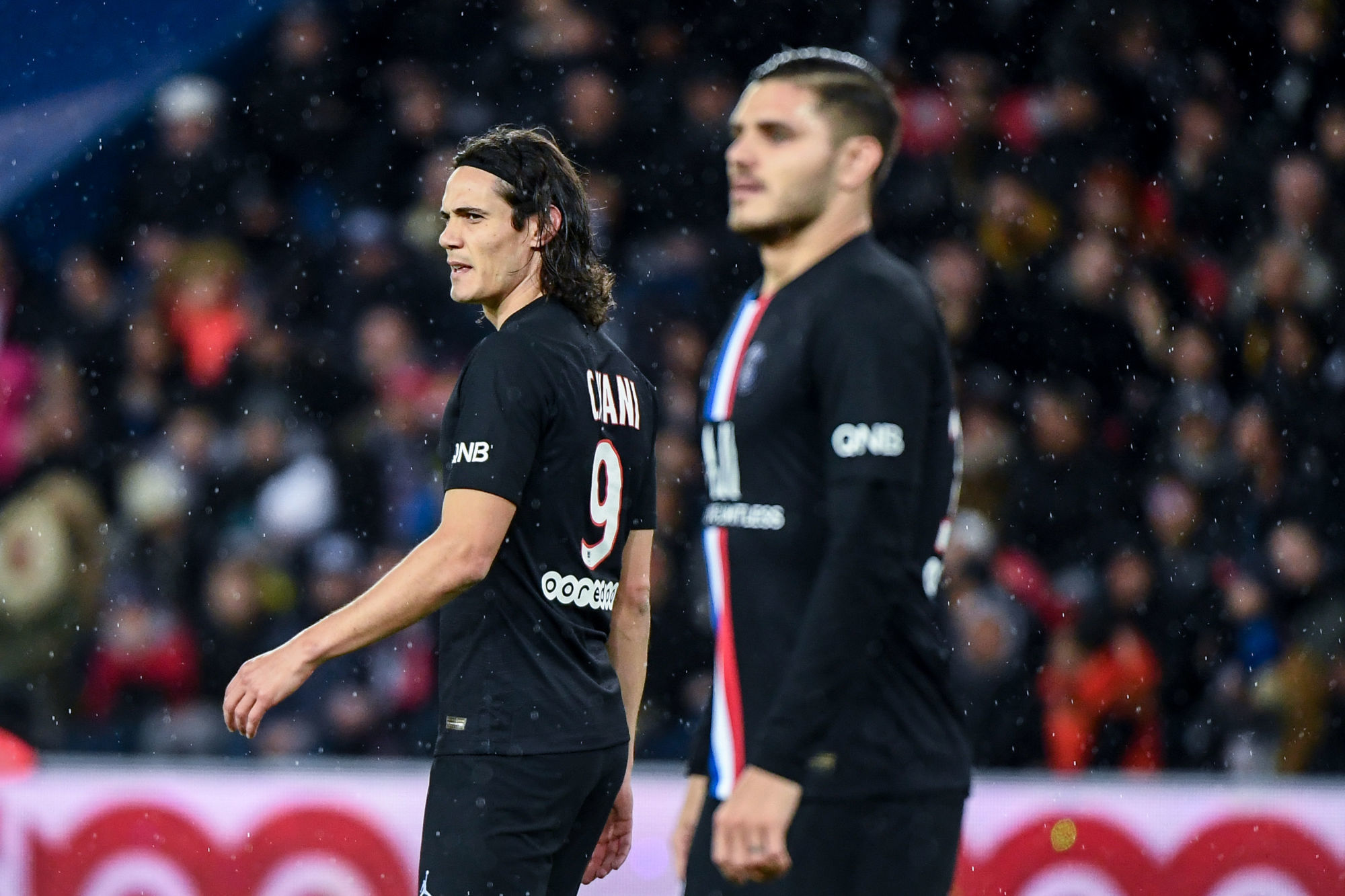Edinson CAVANI of PSG and Mauro ICARDI of PSG during the Ligue 1 match between Paris and Montpellier at Parc des Princes on February 1, 2020 in Paris, France. (Photo by Anthony Dibon/Icon Sport) - Mauro ICARDI - Edinson CAVANI - Parc des Princes - Paris (France)