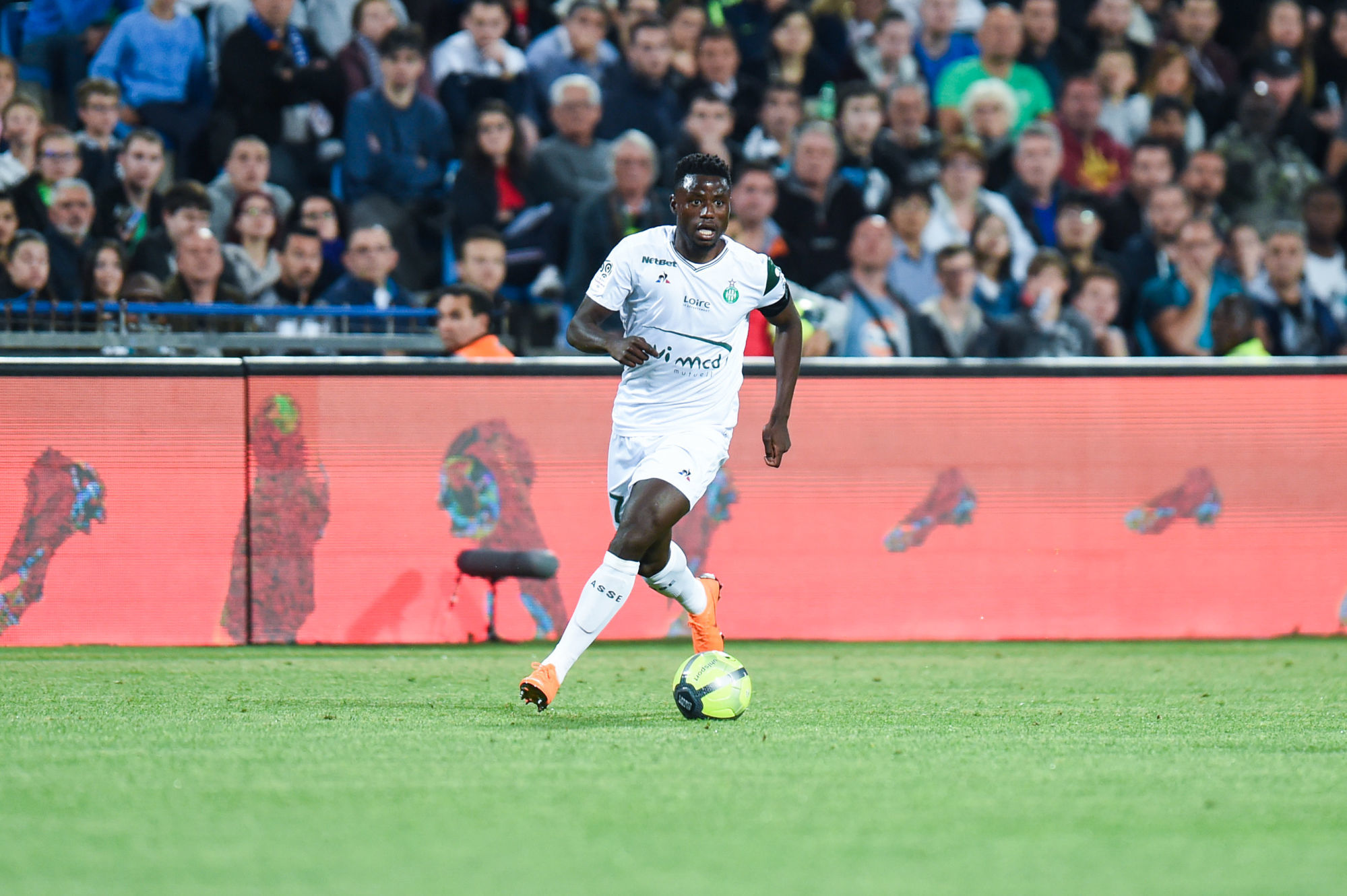 Paul Georges NtEp of Saint Etienne during the Ligue 1 match between Montpellier Herault SC and AS Saint-Etienne at Stade de la Mosson on April 27, 2018 in Montpellier, . (Photo by Alexandre Dimou/Icon Sport)