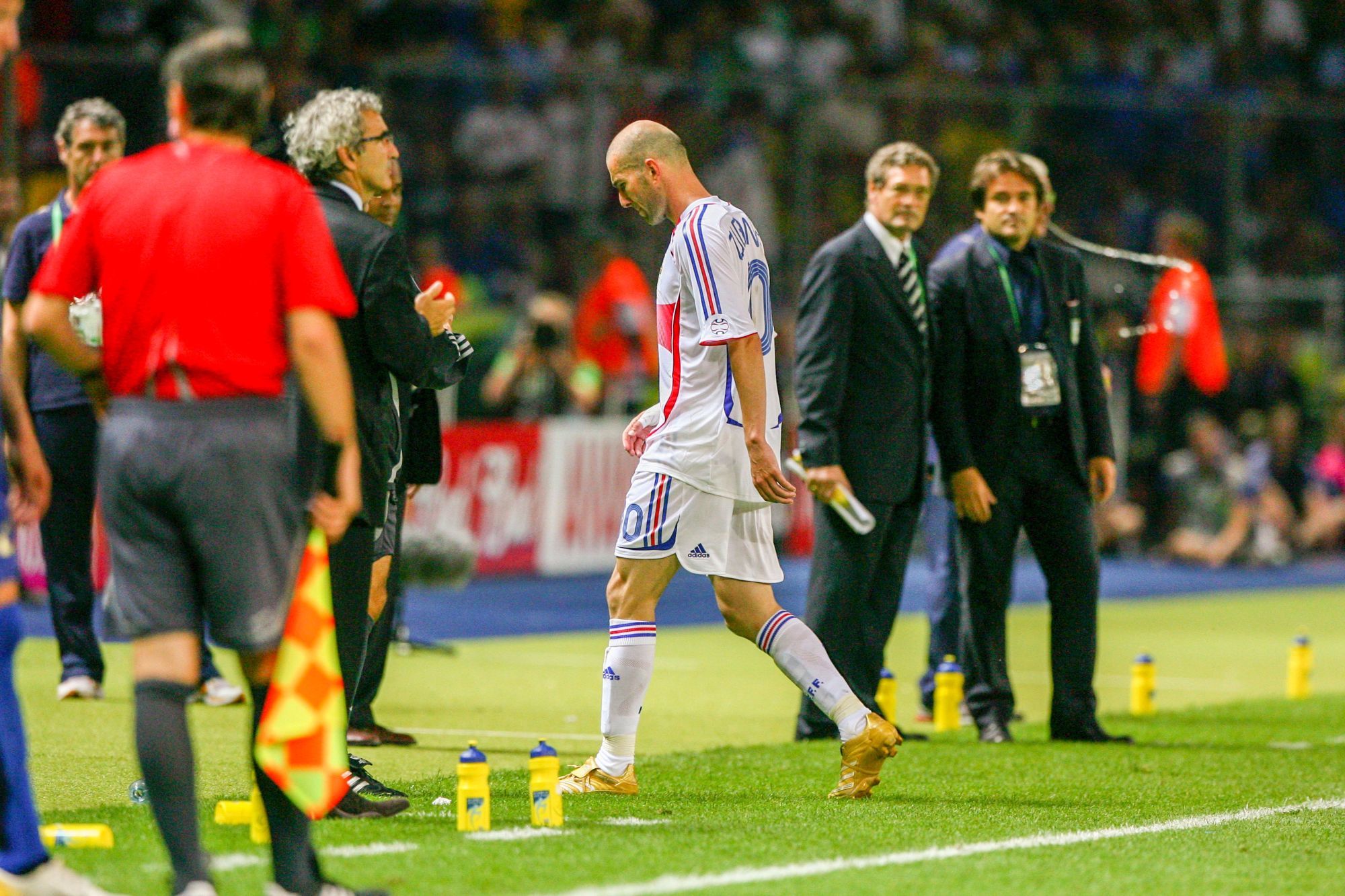 Zinedine Zidane of France got a red card during the World Cup final match between Italy and France at the Olympiastadion in Berlin, Germany, on July 9th, 2006. (Photo by Eric Renard / Onze / Icon Sport  )