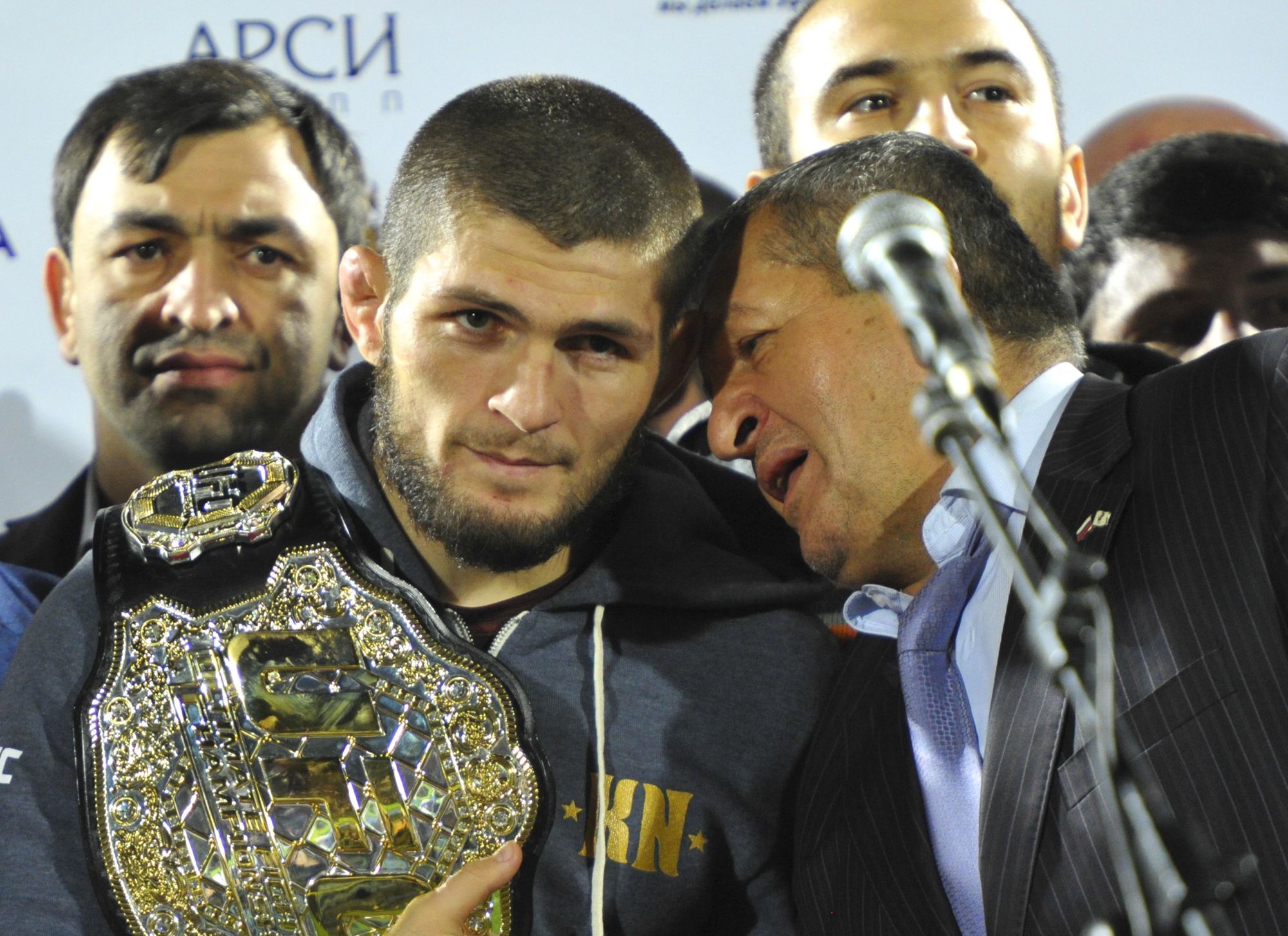 Khabib Nurmagomedov, et son père Abdulmanap Nurmagomedov 
Photo : Icon Sport