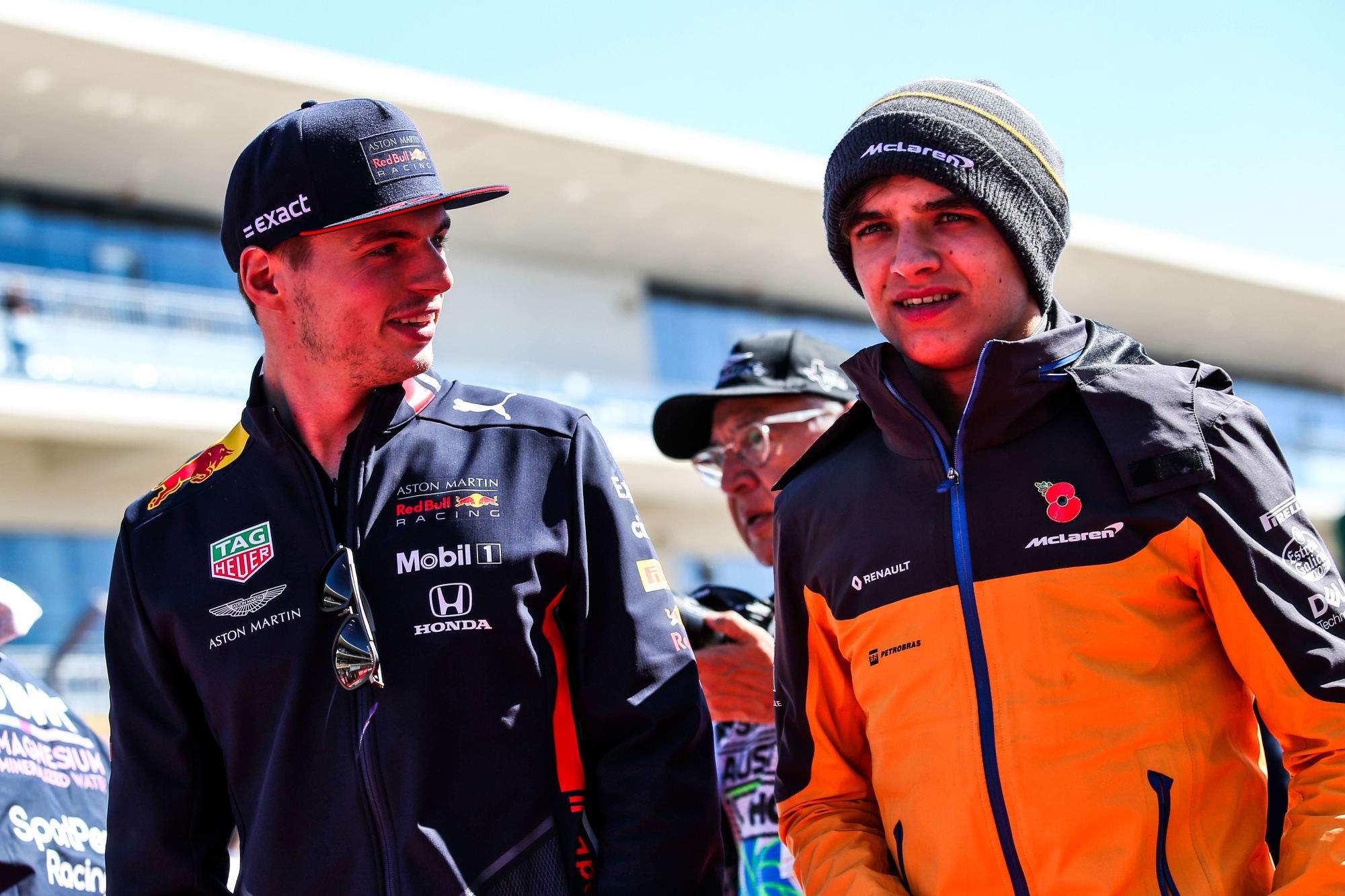 (L to R): Max Verstappen (NLD) Red Bull Racing with Lando Norris (GBR) McLaren on the drivers parade.
03.11.2019. Formula 1 World Championship, Rd 19, United States Grand Prix, Austin, Texas, USA, Race Day.
- www.xpbimages.com, EMail: requests@xpbimages.com © Copyright: Batchelor / XPB Images 
Photo by Icon Sport - Lando NORRIS - Max VERSTAPPEN - Circuit of the Americas - Austin (Etats Unis)