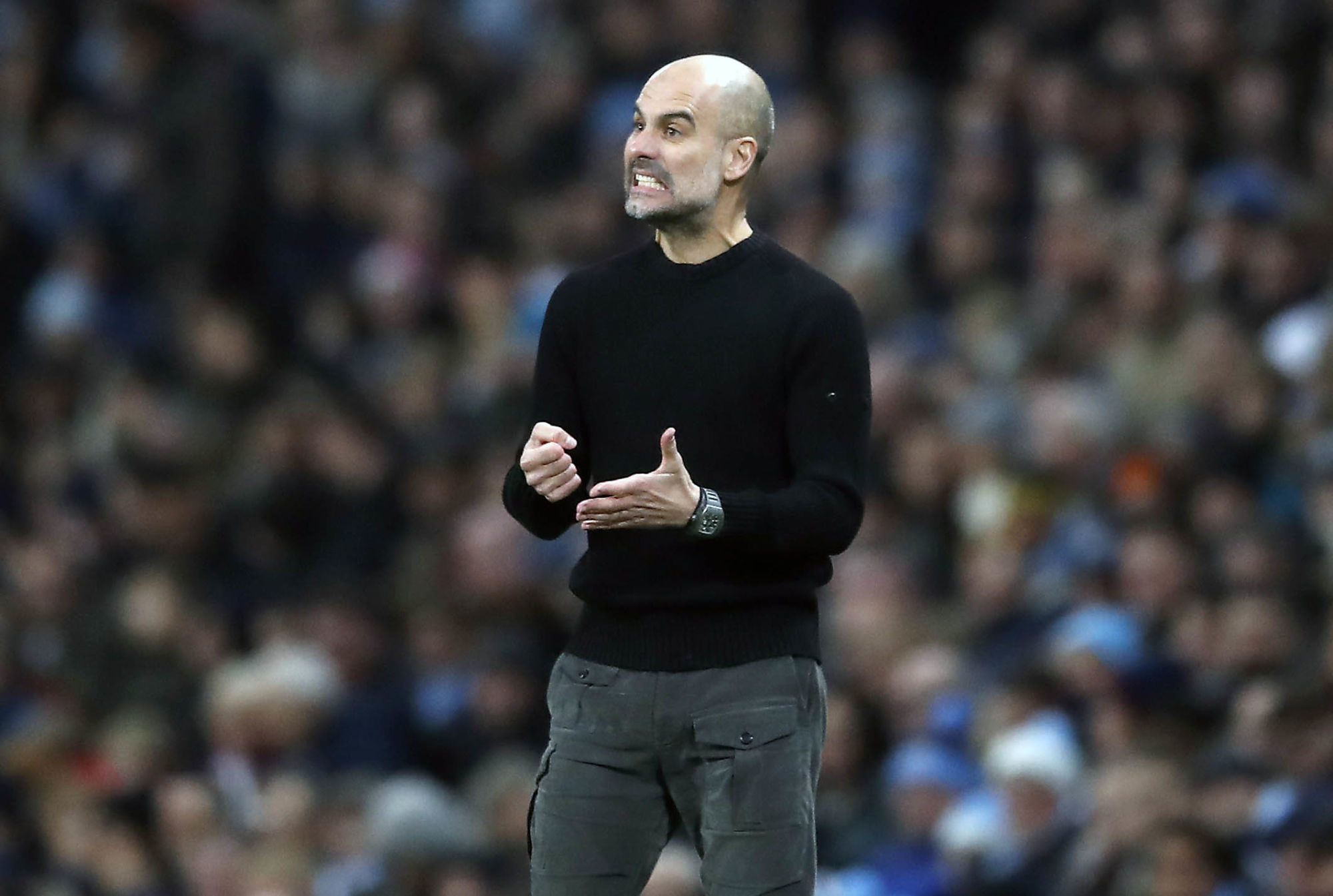 Manchester City manager Pep Guardiola instructs his players during the Premier League match at The Etihad Stadium, Manchester. 
Photo by Icon Sport - Pep GUARDIOLA - Etihad Stadium - Manchester (Angleterre)