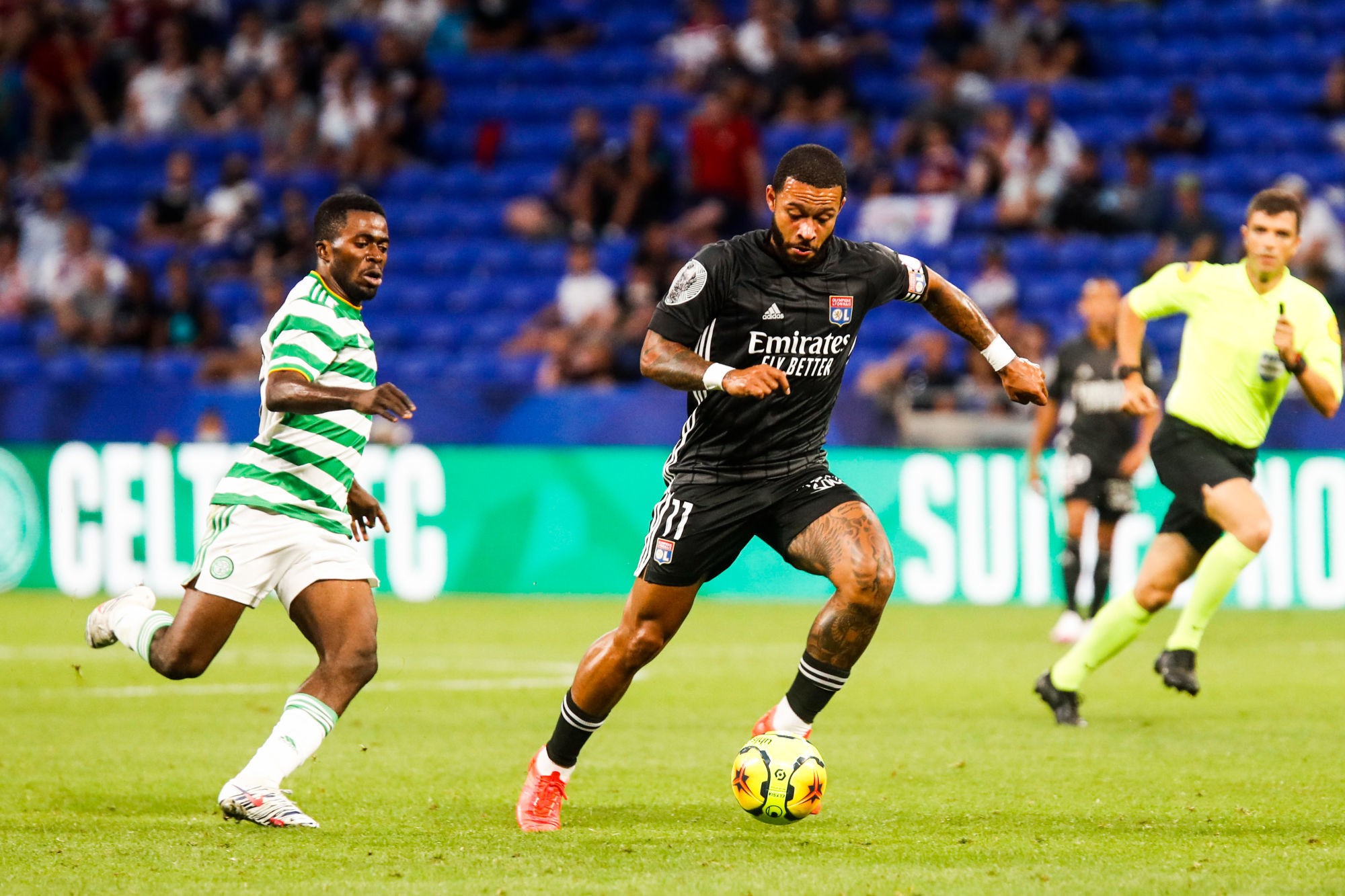 Memphis DEPAY of Lyon during the Veolia Trophy match between Lyon and Celtic Glasgow at Groupama Stadium on July 18, 2020 in Lyon, France. (Photo by Romain Biard/Icon Sport) - Groupama Stadium - Lyon (France)