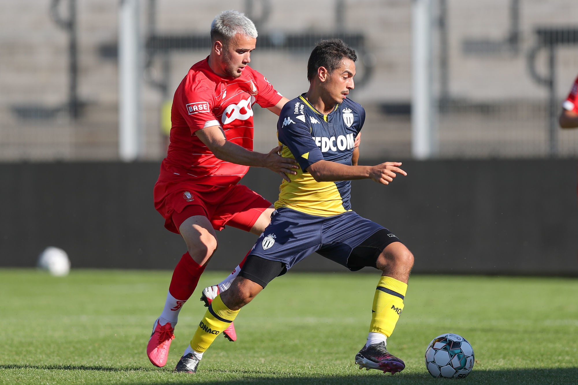 Standard's Nicolas Raskin and Monaco's Wissam Ben Yedder fight for the ball during a friendly soccer game between Standard de Liege and AS Monaco, Wednesday 22 July 2020 in Seraing, in preparation of the upcoming 2020-2021 Jupiler Pro League season. BELGA PHOTO BRUNO FAHY 


Photo by Icon Sport - Maurice Dufrasne - Liège (Belgique)