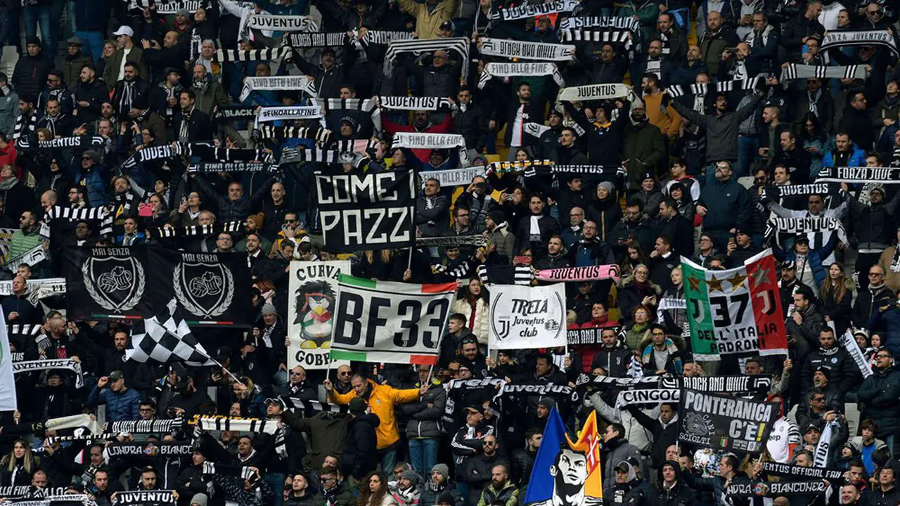 Editorial Use Only
Mandatory Credit: Photo by Pierpaolo Piciucco/Action Plus/REX (10556608ab)
16th February 2020; Allianz Stadium, Turin, Italy; Serie A Football, Juventus versus Brescia; the supporters of Juventus shows their colours
Juventus v Brescia, Serie A, Football, Allianz Stadium, Turin, Italy - 16 Feb 2020 /Rex_JuvevBrescia_10556608AB/Editorial Use Only/2002161825