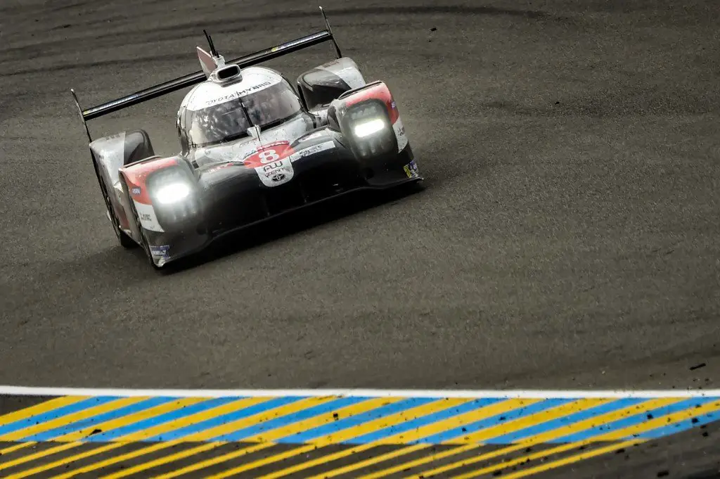 Swiss'  Sebastien Buemi drives his Toyota TS050 Hybrid LMP1 WEC during the 88th edition of the Le Mans 24 Hours race on September 20, 2020 at the La Sarthe circuit in Le Mans. (Photo by JEAN-FRANCOIS MONIER / AFP)