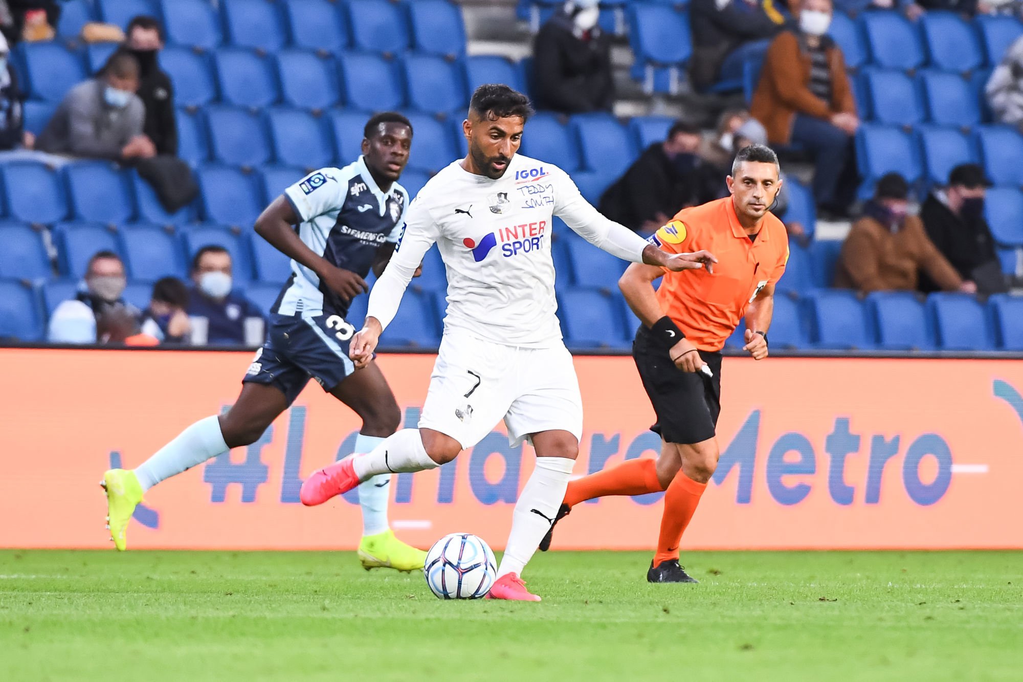 Saman GHODDOS of Amiens during the French Ligue 1 soccer match between Le Havre AC and Amiens SC, at Oceane Stadium, Le Havre, France on 29th August 2020. (Photo by Baptiste Fernandez/Icon Sport) - Saman GHODDOS - Stade Oceane - Le Havre (France)