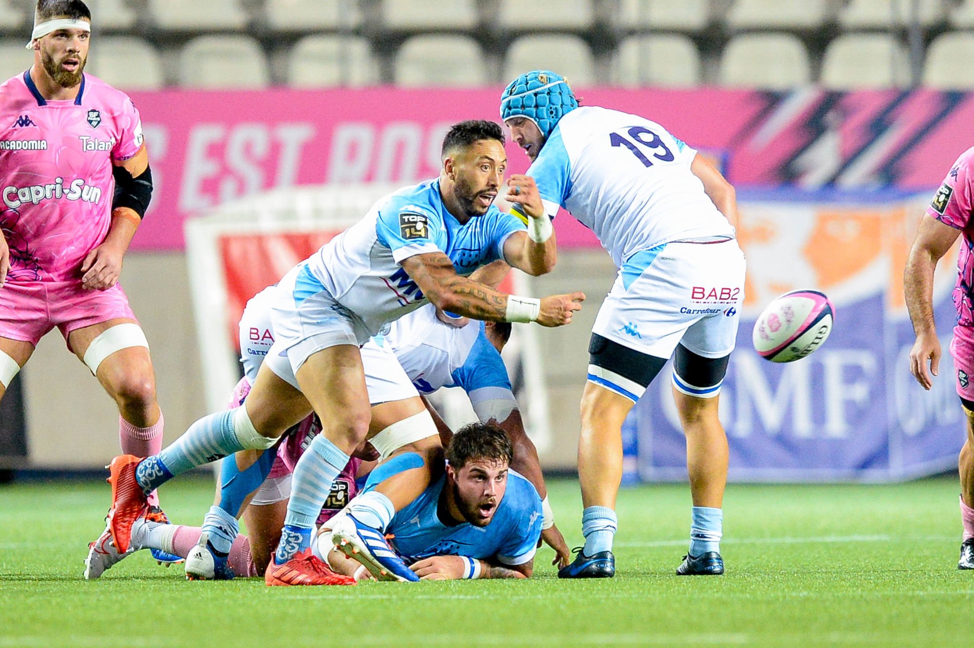 Michael RURU of Bayonne during the Top 14 match between Stade Francais and Bayonne at Stade Jean Bouin on October 02, 2020 in Paris, France. (Photo by Sandra Ruhaut/Icon Sport) - Stade Jean Bouin - Paris (France)