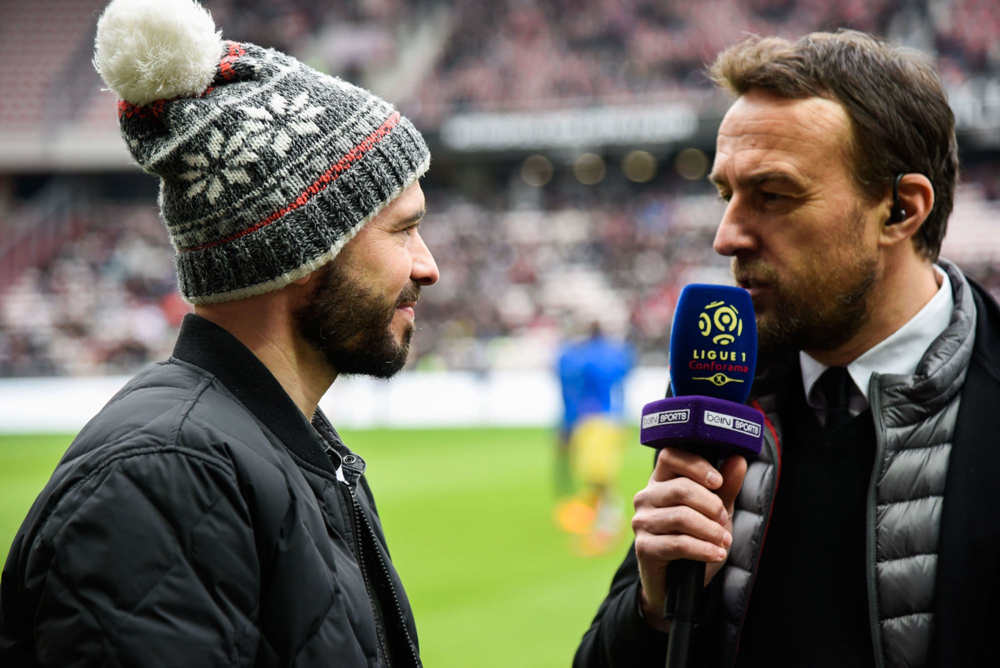 Interview of Christophe Jallet of Nice by Bein Sports during the Ligue 1 match between OGC Nice and Paris Saint Germain at Allianz Riviera on March 18, 2018 in Nice, . (Photo by Pascal Della Zuana/Icon Sport)