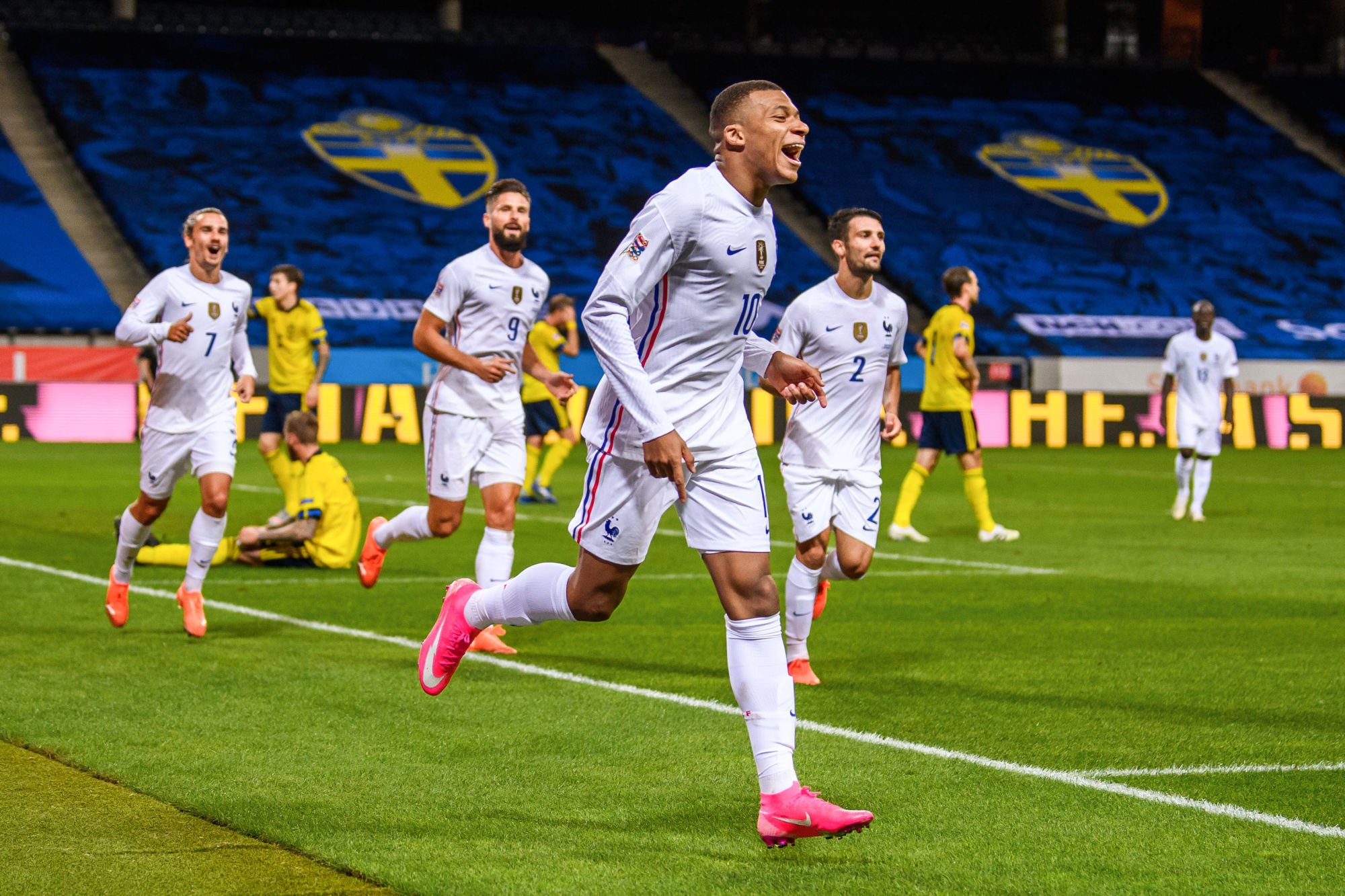 200905 Kylian Mbappé of France celebrates after scoring 0-1 during the Nations League football match between Sweden and France on September 5, 2020 in Stockholm.
Photo: Joel Marklund / BILDBYRÅN / kod JM / JM0013 
By Icon Sport - Kylian MBAPPE - Friends Arena - Solna (Suede)