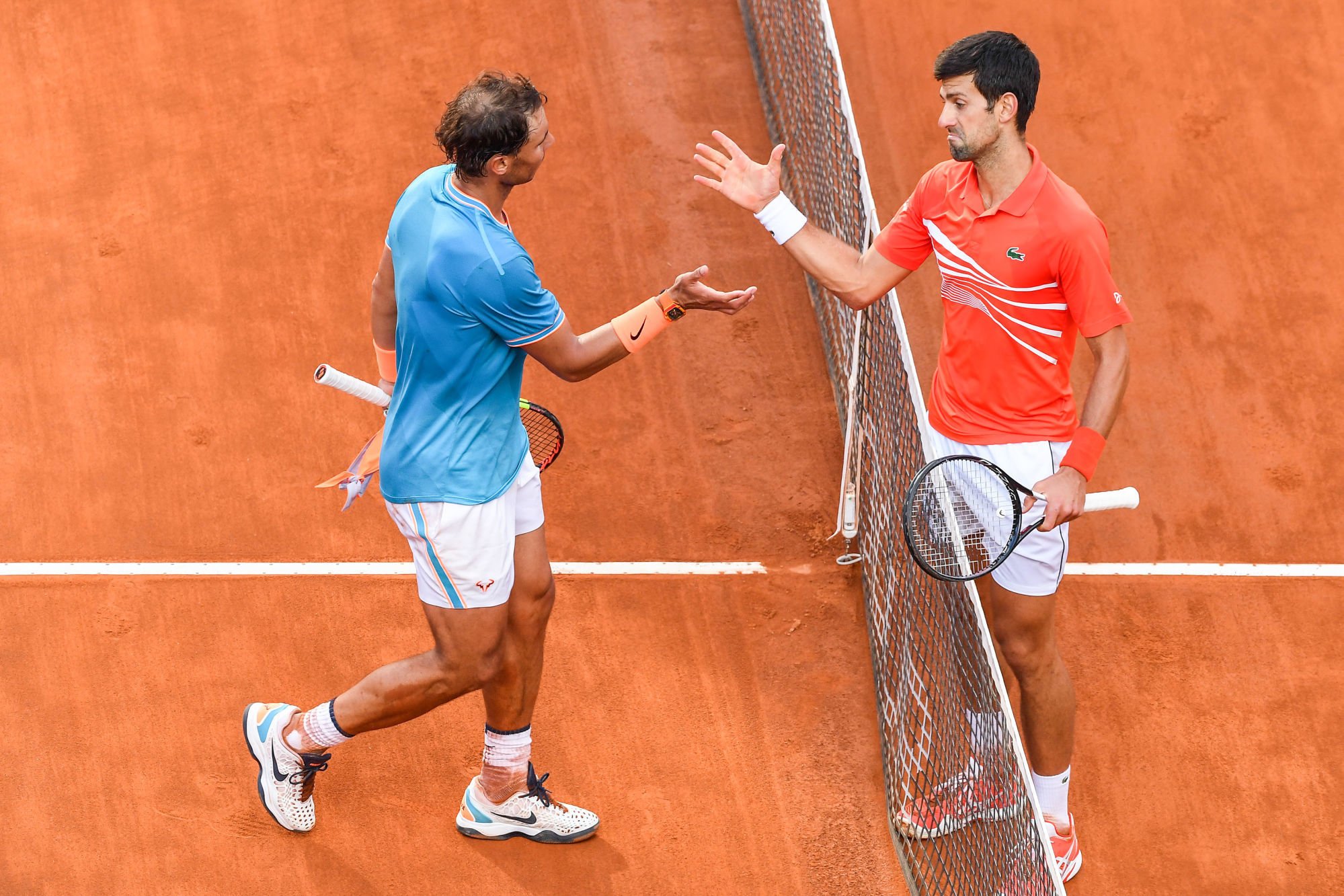 Rafael Nadal of Spain and Novak Djokovic of Serbia during the Internazionali BNL D'Italia at the Foro Italico, Rome, Italy on 18 May 2019.
Photo : SUSA / Icon Sport