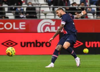 Mauro ICARDI of Paris Saint Germain scores a goal during the French the Ligue 1 soccer match between Stade de Reims and Paris Saint-Germain at Stade Auguste Delaune on September 27, 2020 in Reims, France. (Photo by Baptiste Fernandez/Icon Sport) - Mauro ICARDI - Stade Auguste-Delaune - Reims (France)