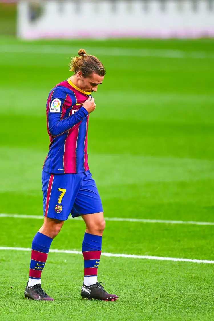 Antoine Griezmann of FC Barcelona reacts after failing a penalty during the La Liga match between FC Barcelona and Real Betis played at Camp Nou Stadium on November 7, 2020 in Barcelona, Spain. (Photo by Pressinphoto/Icon Sport) - Antoine GRIEZMANN - Camp Nou - Barcelone (Espagne)