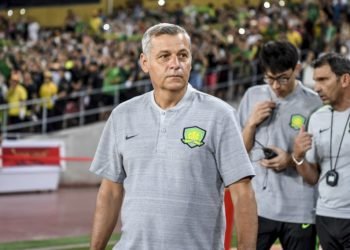 Beijing Guoan's new head coach Bruno Genesio arrives for the Chinese Super League (CSL) football match between Beijing Guoan and Hebei China Fortune in Beijing on August 2, 2019. (Photo by STR / AFP) / China OUT