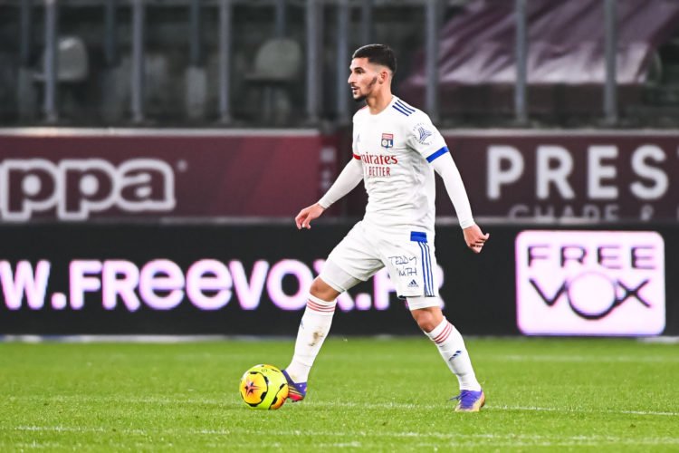 Houssem AOUAR of Lyon during the French Ligue 1 soccer match between FC Metz and Olympique Lyon at Stade Saint-Symphorien on December 6, 2020 in Metz, France. (Photo by Baptiste Fernandez/Icon Sport) - Houssem AOUAR - Stade Saint-Symphorien - Metz (France)
