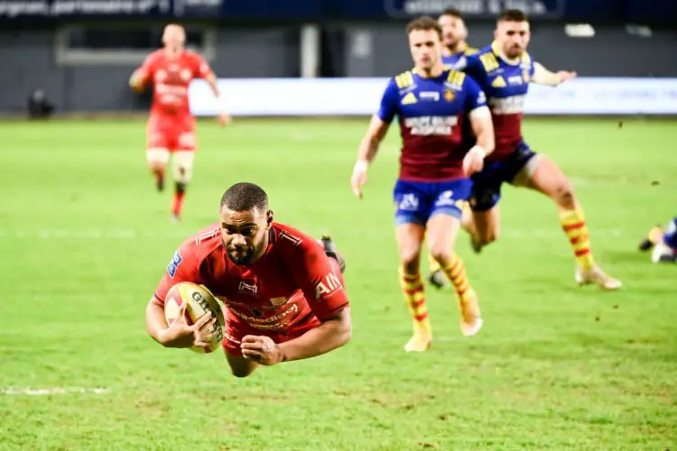 (Photo by Alexandre Dimou/Icon Sport) - Adrian SANDAY - Stade Aime Giral - Perpignan (France)
