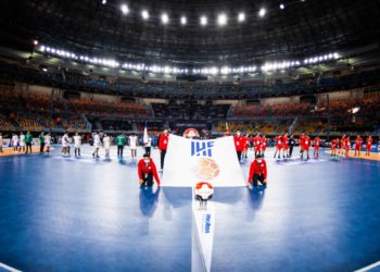 210118 Players of of Chile and of North Macedonia during line up ahead of the 2021 IHF World Handball Championship match between North Macedonia and Chile on January 18, 2021 in Cairo.
Photo: Mathias Bergeld / BILDBYRÅN / COP 200 / MB0093 


Photo by Icon Sport - --- -  (Egypte)