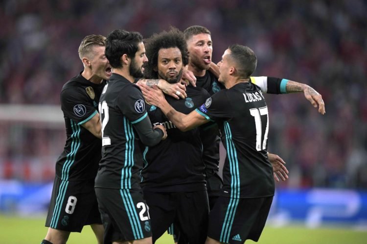 Isco and Marcelo and Sergio Ramos and Lucas Vazquez  during the Champions League semi final first leg match between Bayern Munich and Real Madrid on 25th April 2018 in Munich.
Photo : Mis / Icon Sport