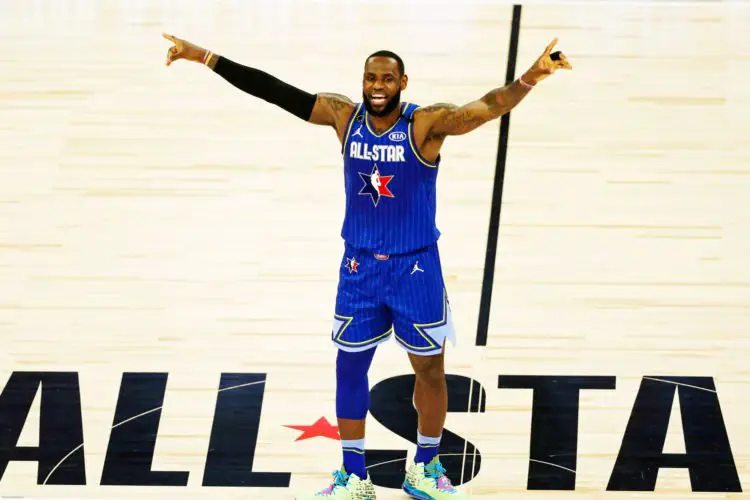 Feb 16, 2020; Chicago, Illinois, USA; Team LeBron forward LeBron James of the Los Angeles Lakers reacts after winning the 2020 NBA All Star Game at United Center. Mandatory Credit: Dennis Wierzbicki-USA TODAY Sports/Sipa USA 

Photo by Icon Sport - LeBron JAMES - United Center - Chicago (Etats Unis)