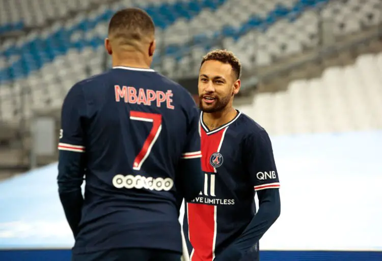 Kylian Mbappe and Neymar Jr of PSG