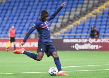 Ousmane DEMBELE of France scores a goal during the Qualifying World Cup match between Kazakhstan and France at Astana Arena on March 28, 2021 in Astana, Kazakhstan. (Photo by Anthony Dibon/Icon Sport) - Astana Arena - Astana (Kazakhstan)