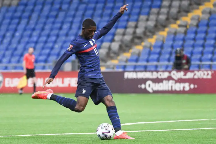 Ousmane DEMBELE of France scores a goal during the Qualifying World Cup match between Kazakhstan and France at Astana Arena on March 28, 2021 in Astana, Kazakhstan. (Photo by Anthony Dibon/Icon Sport) - Astana Arena - Astana (Kazakhstan)