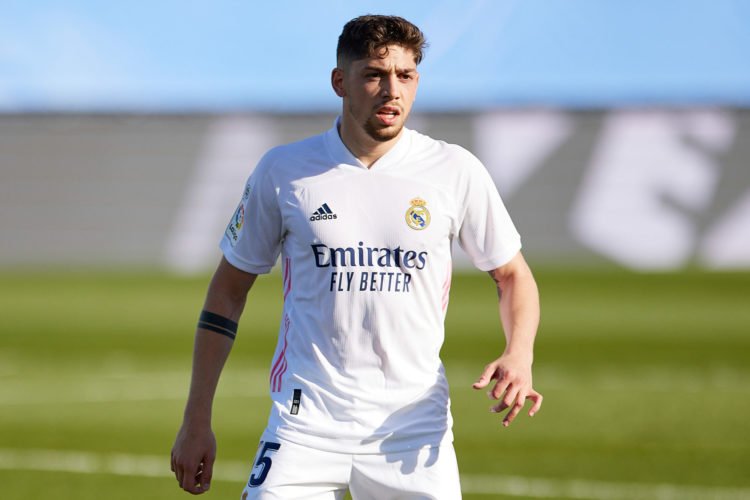 Federico Fede Valverde of Real Madrid during the La Liga match between Real Madrid and Elche CF played at Afredo Di Stefano Stadium on March 13, 2021 in Madrid, Spain. (Photo by Ruben Albarran / Pressinphoto / Icon Sport) - Stade Santiago-Bernabeu - Madrid (Espagne)