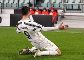 Alvaro Morata of Juventus celebrates after scoring to give the side a 2-1 lead during the Serie A match at Allianz Stadium, Turin. Picture date: 6th March 2021. Picture credit should read: Jonathan Moscrop/Sportimage 
By Icon Sport - Alvaro MORATA - Allianz Stadium - Turin (Italie)