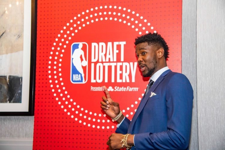 May 14, 2019; Chicago, IL, USA; Phoenix Suns player DeAndre Ayton is seen prior to the 2019 NBA Draft Lottery at the Hilton Chicago. Photo : SUSA / Icon Sport