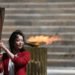(200319) -- ATHENS, March 19, 2020 (Xinhua) -- Naoko Imoto, an Olympian in swimming at the Olympic Games of Atlanta 1996, holds a torch with the Tokyo Olympic Flame at the Panathenaic stadium, in Athens, Greece, on March 19, 2020. (Photo by Aris Messinis-pool photo/Xinhua) (Photo by Xinhua/Sipa USA) 
Photo by Icon Sport - Naoko IMOTO - Athenes (Grece)