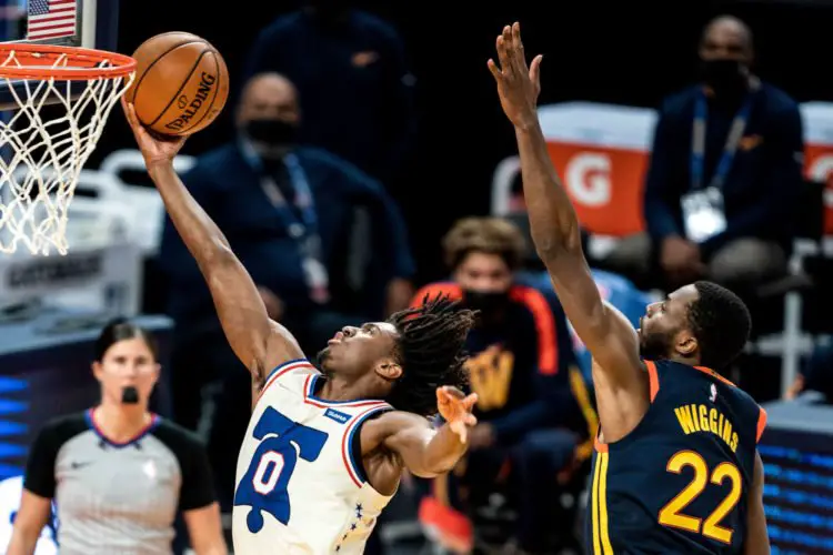 Tyrese Maxey et Andrew Wiggins (22) Credit: Kyle Terada-USA TODAY Sports/Sipa USA/ Icon Sport