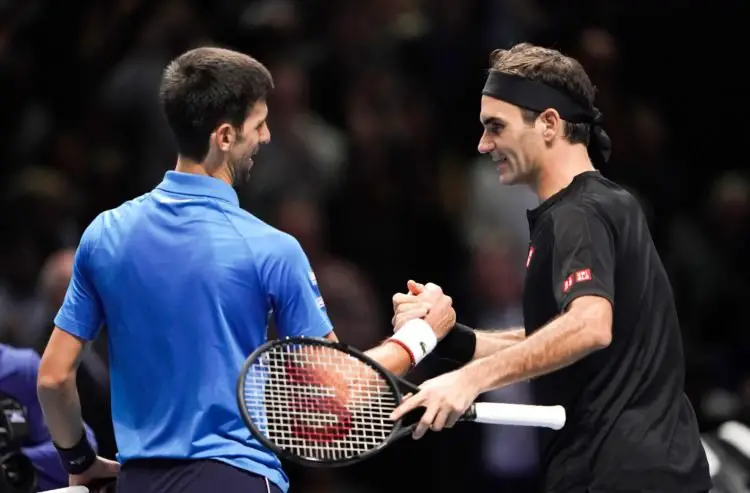 Novak Djokovic et Roger Federer (Photo by Icon Sport)