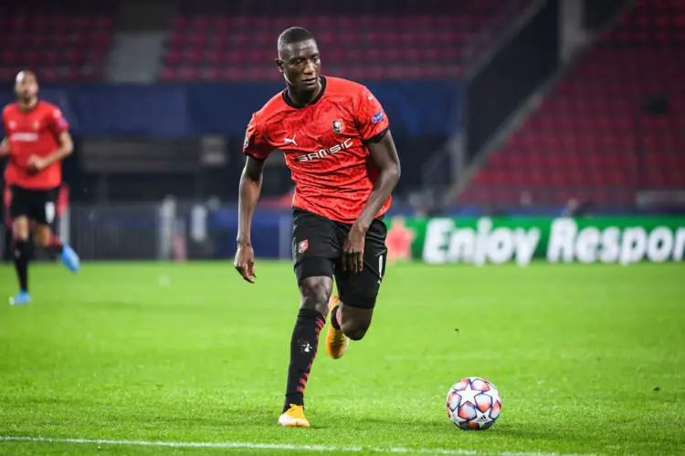 Serhou GUIRASSY of Rennes during the UEFA Champions League match between Rennes and Chelsea at Roazhon Park on November 24, 2020 in Rennes, France. (Photo by Matthieu Mirville/Icon Sport) - Sehrou GUIRASSY - Roazhon Park - Rennes (France)