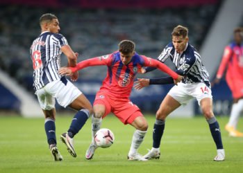 Chelsea's Mason Mount (centre) in action with West Bromwich Albion's Jake Livermore (left) and Conor Townsend during the Premier League match at The Hawthorns, West Bromwich.