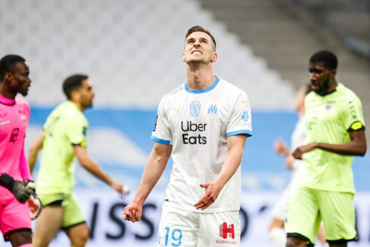 Arkadiusz MILIK of Marseille looks dejected during the Ligue 1 match between Olympique Marseille and Dijon FCO at Stade Velodrome on April 4, 2021 in Marseille, France. (Photo by Johnny Fidelin/Icon Sport) - Arkadiusz MILIK - Orange Vélodrome - Marseille (France)